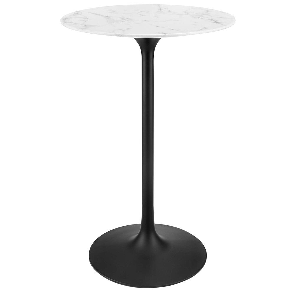 EEI-3547-BLK-WHI Lippa 28" Round Faux Marble Bar Table by Modway