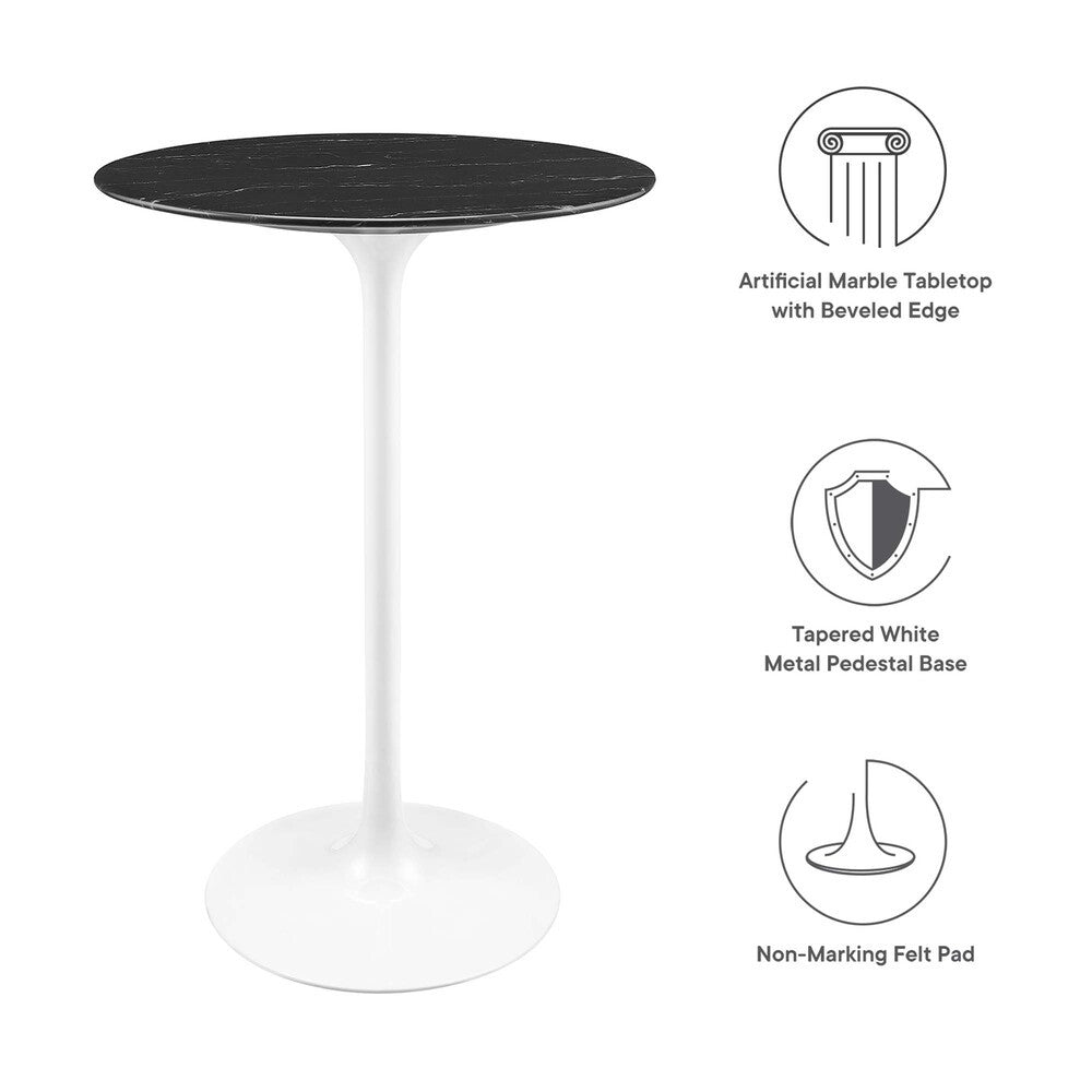 EEI-5203-WHI-BLK Lippa 28" Round Faux Marble Bar Table by Modway