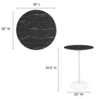 EEI-5203-WHI-BLK Lippa 28" Round Faux Marble Bar Table by Modway