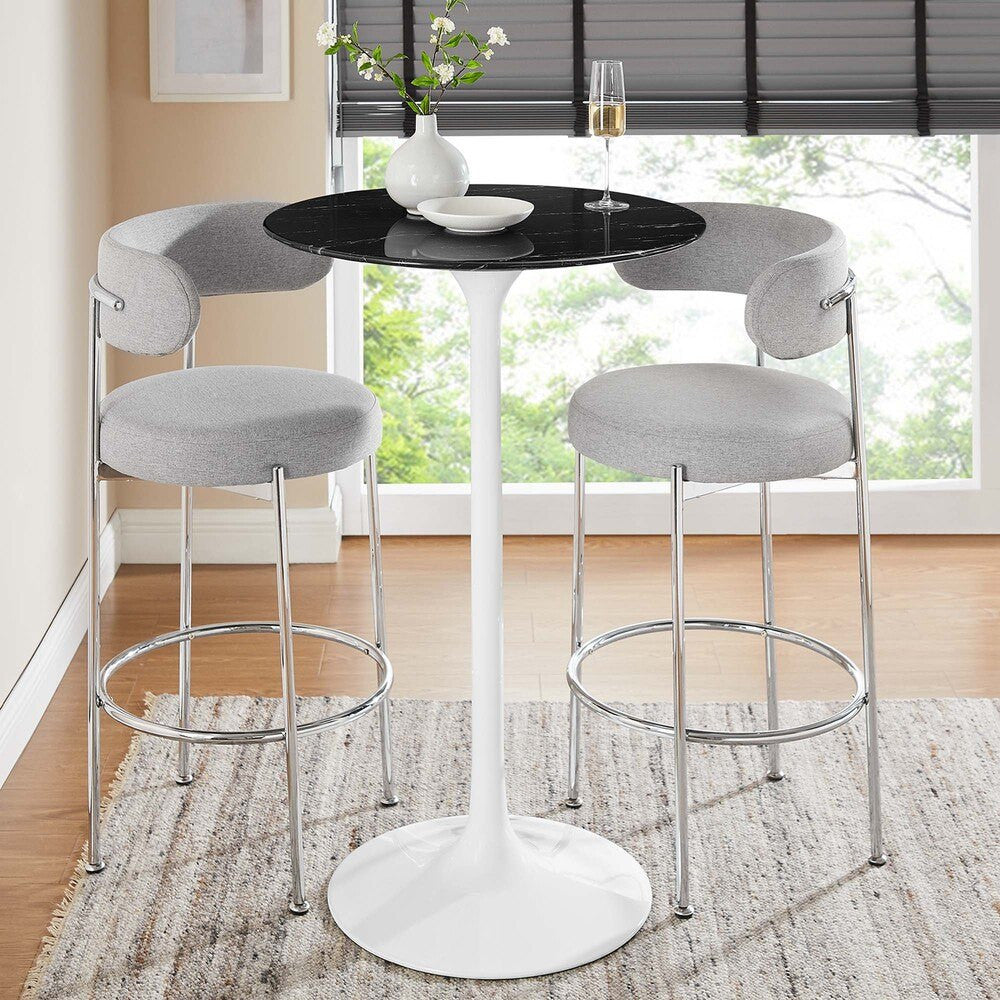 EEI-5203-WHI-BLK Lippa 28" Round Faux Marble Bar Table by Modway