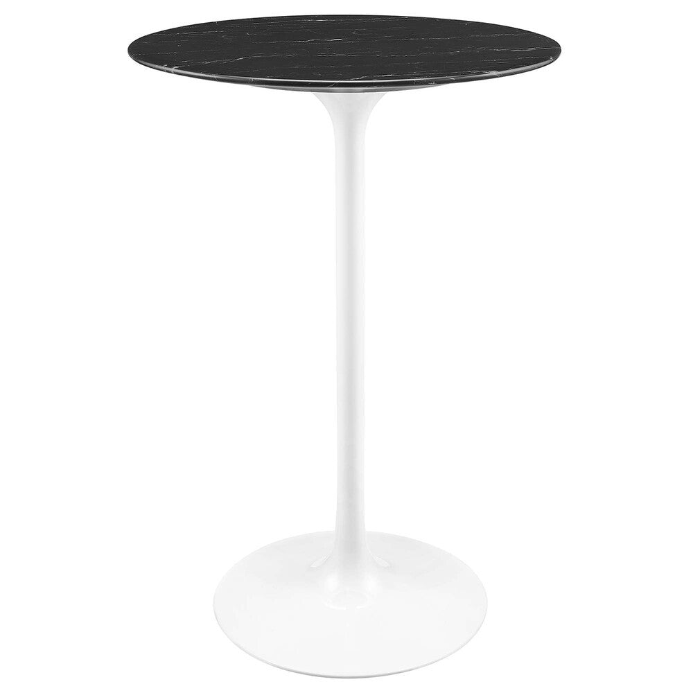 EEI-5203-WHI-BLK Lippa 28" Round Faux Marble Bar Table by Modway