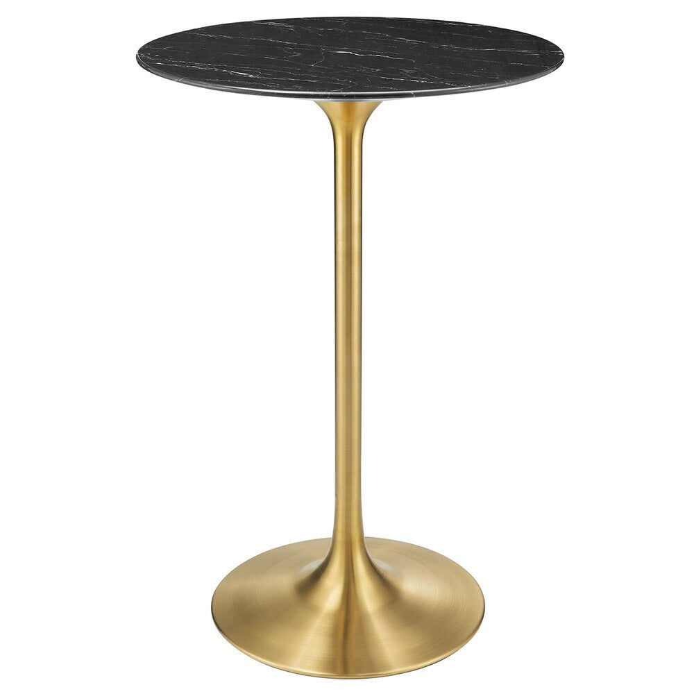 EEI-5533-GLD-BLK Lippa 28" Round Faux Marble Bar Table by Modway