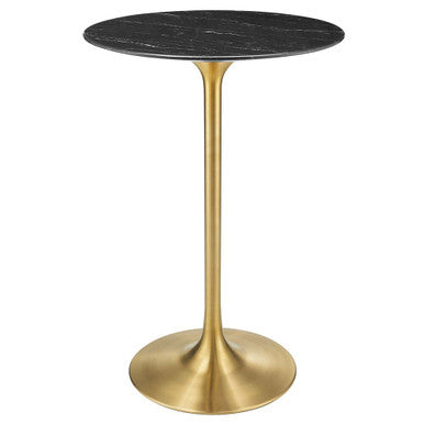 Modway EEI-5533-GLD-BLK Lippa 28" Round Faux Marble Bar Table Gold Black