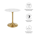 EEI-3213-GLD-WHI Lippa 28" Round Faux Marble Dining Table by Modway