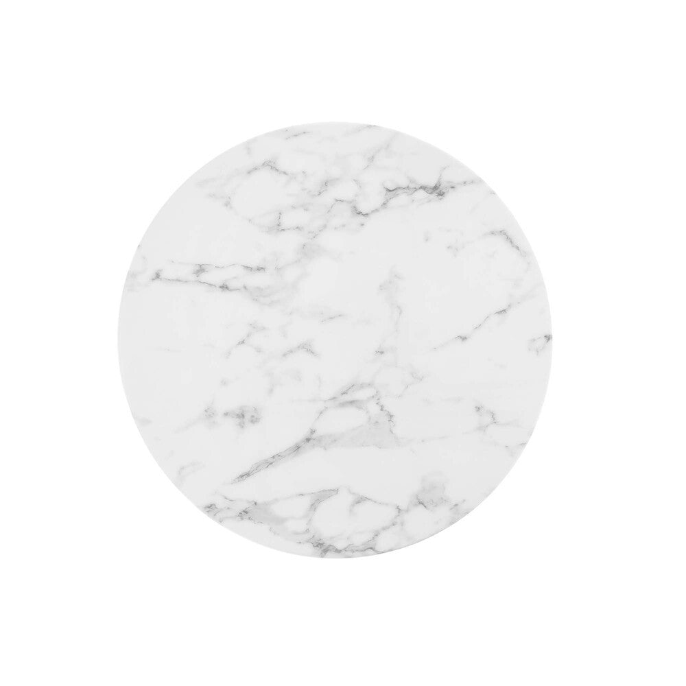 EEI-3213-GLD-WHI Lippa 28" Round Faux Marble Dining Table by Modway