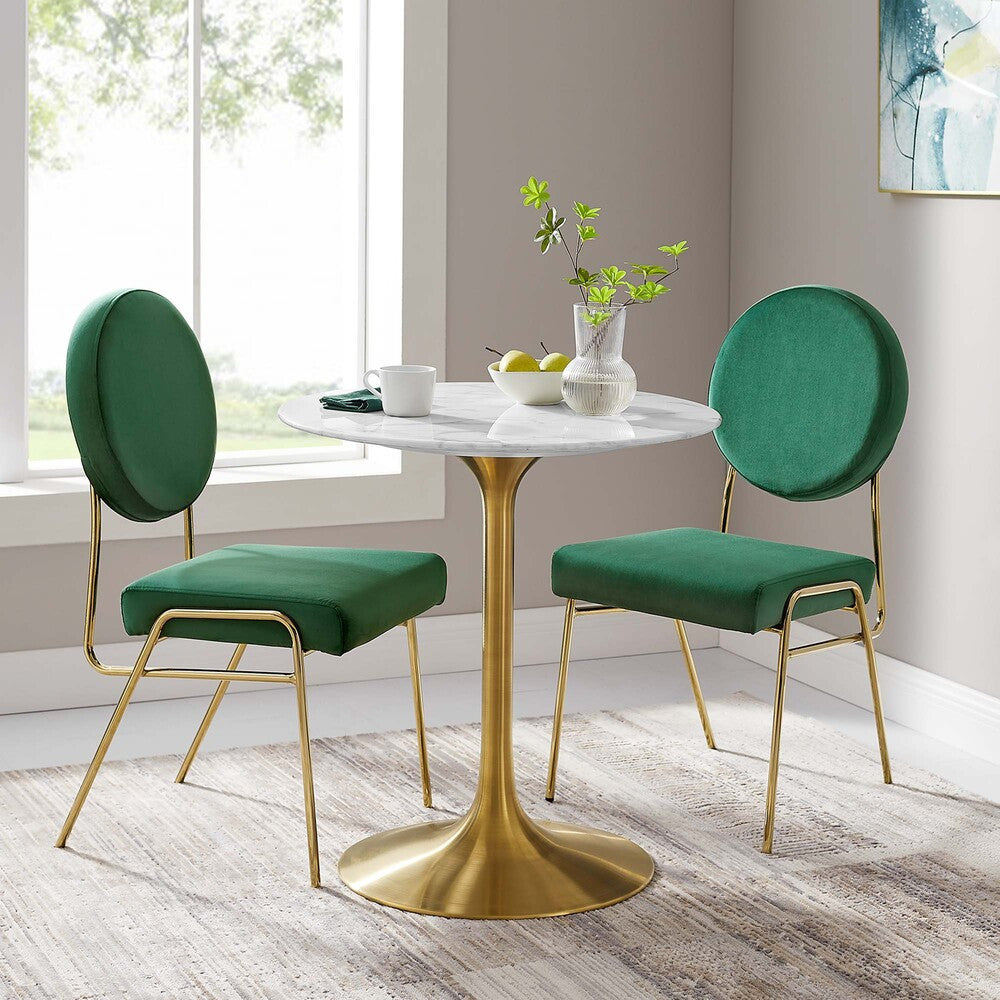 EEI-3213-GLD-WHI Lippa 28" Round Faux Marble Dining Table by Modway