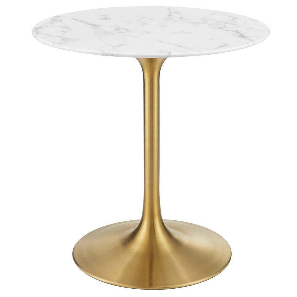 EEI-3213-GLD-WHI Lippa 28" Round Faux Marble Dining Table by Modway