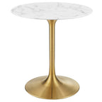 Modway EEI-3213-GLD-WHI Lippa 28" Round Faux Marble Dining Table Gold White