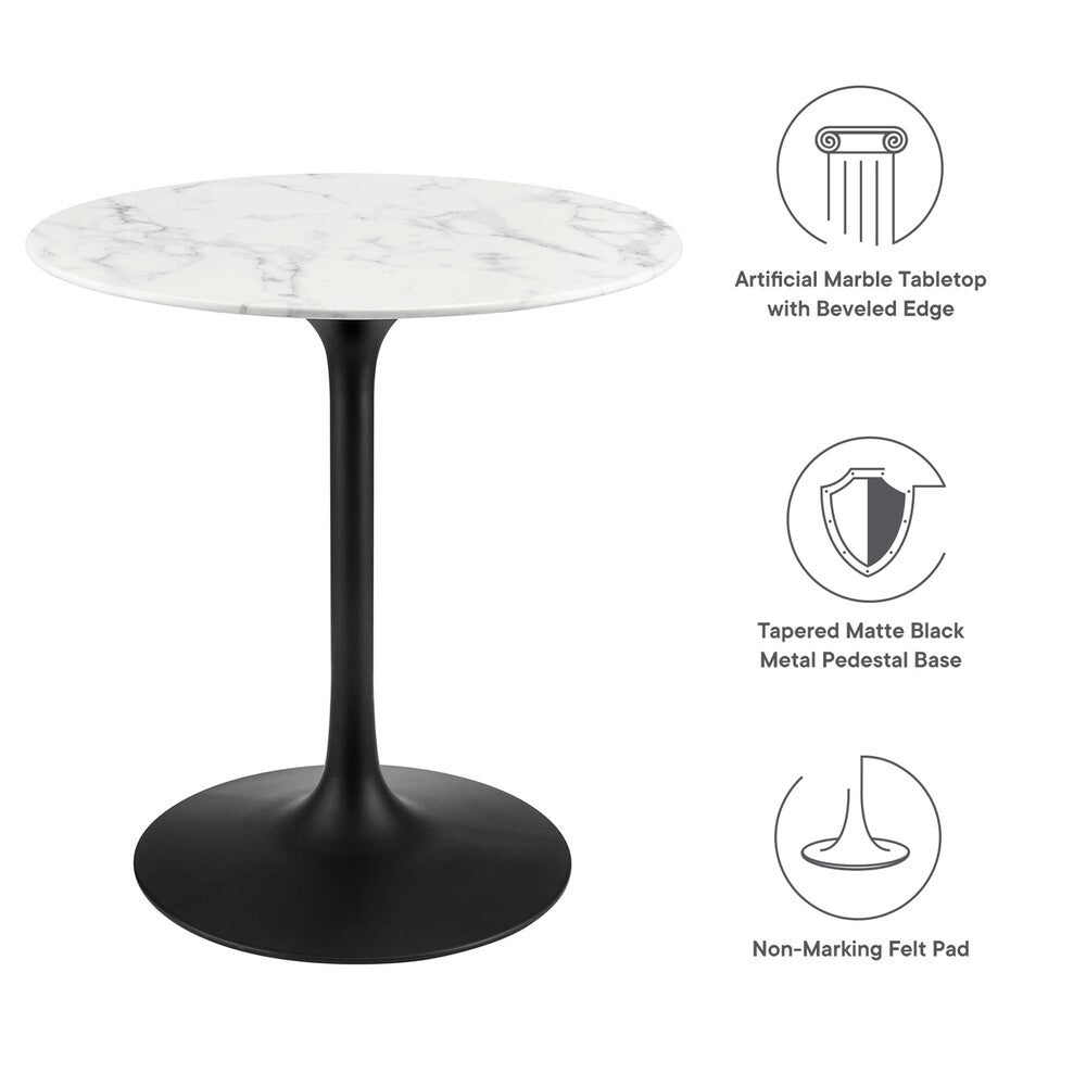 EEI-3515-BLK-WHI Lippa 28" Round Faux Marble Dining Table by Modway