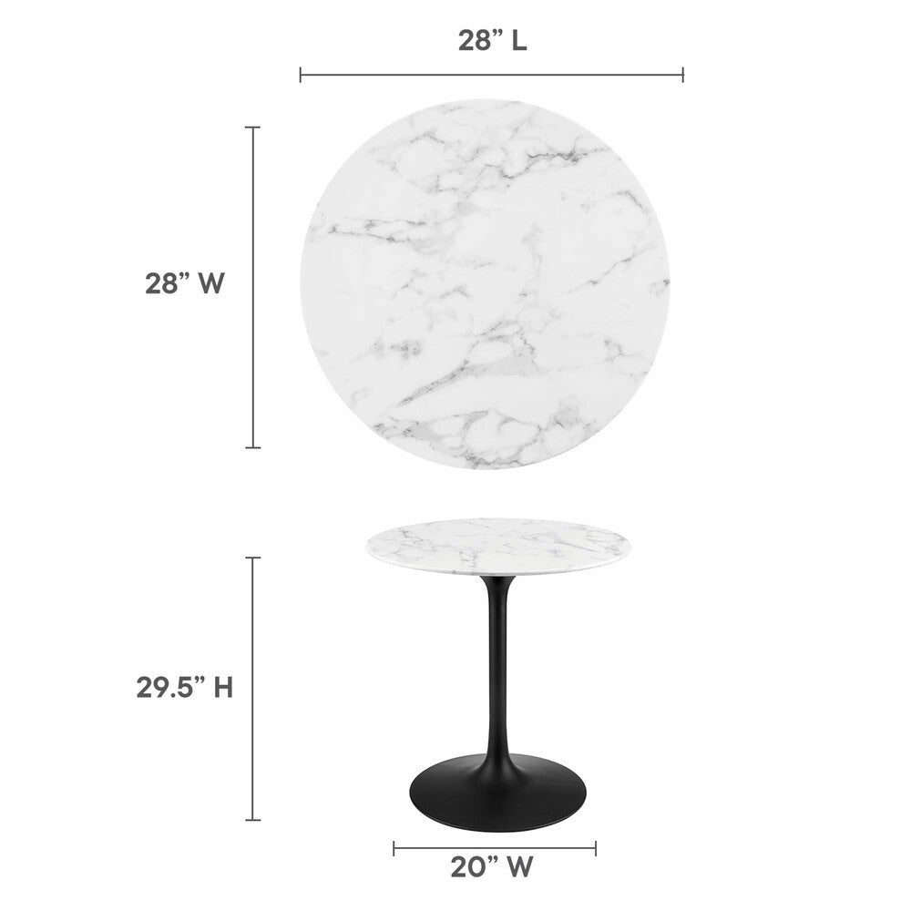 EEI-3515-BLK-WHI Lippa 28" Round Faux Marble Dining Table by Modway