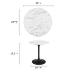 EEI-3515-BLK-WHI Lippa 28" Round Faux Marble Dining Table by Modway