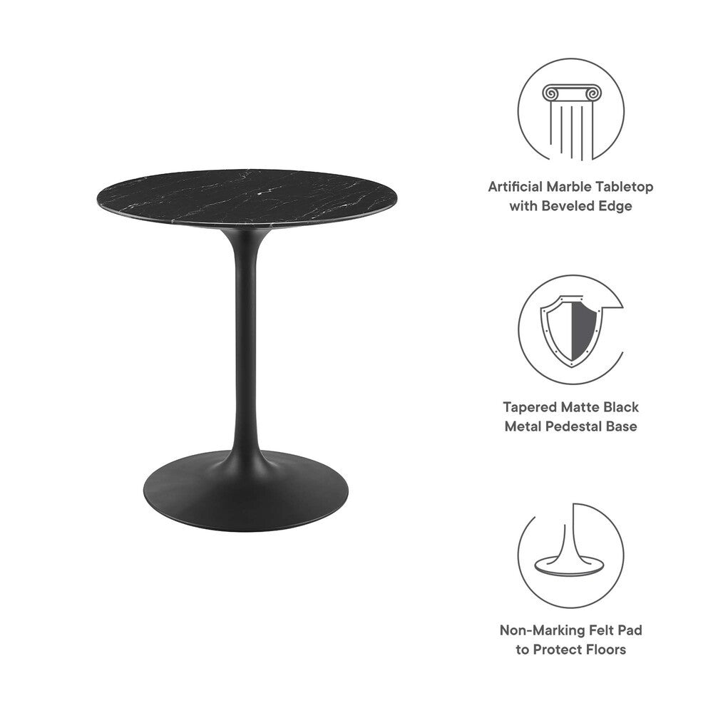 EEI-4867-BLK-BLK Lippa 28" Round Faux Marble Dining Table by Modway