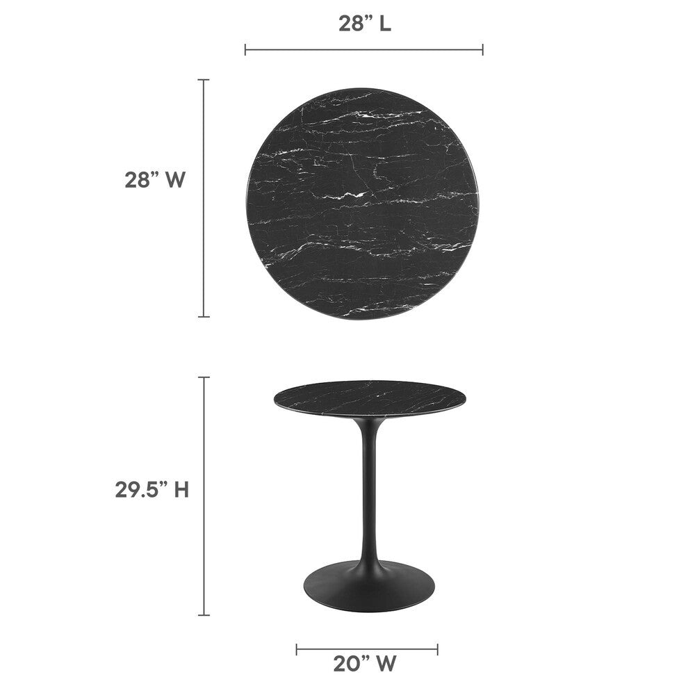 EEI-4867-BLK-BLK Lippa 28" Round Faux Marble Dining Table by Modway