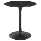Modway EEI-4867-BLK-BLK Lippa 28" Round Faux Marble Dining Table Black Black
