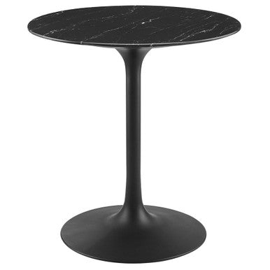 Modway EEI-4867-BLK-BLK Lippa 28" Round Faux Marble Dining Table Black Black