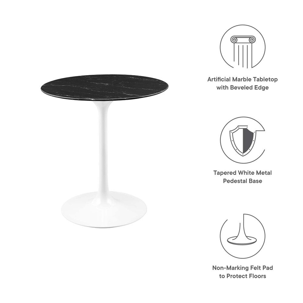 EEI-5167-WHI-BLK Lippa 28" Round Faux Marble Dining Table by Modway