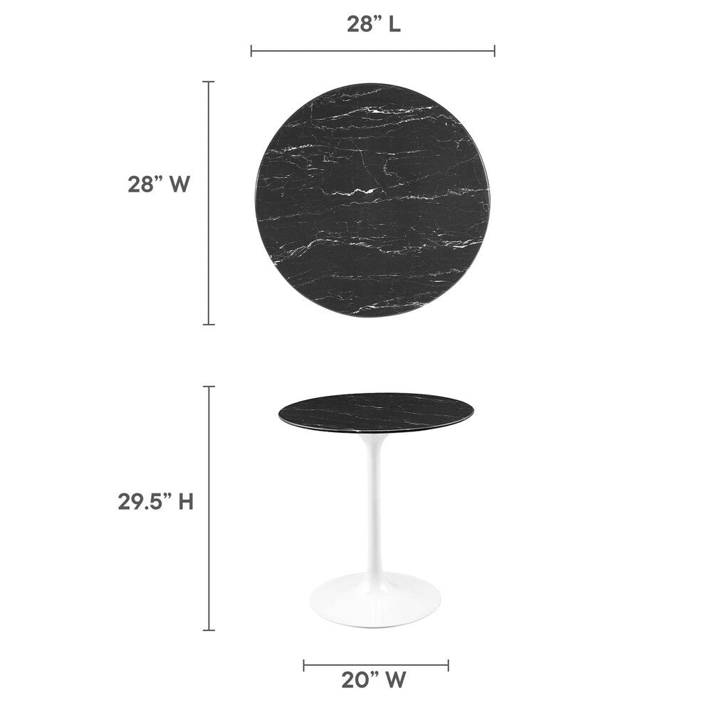 EEI-5167-WHI-BLK Lippa 28" Round Faux Marble Dining Table by Modway
