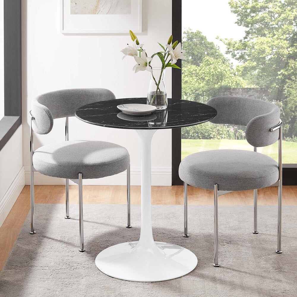 EEI-5167-WHI-BLK Lippa 28" Round Faux Marble Dining Table by Modway