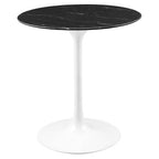 Modway EEI-5167-WHI-BLK Lippa 28" Round Faux Marble Dining Table White Black