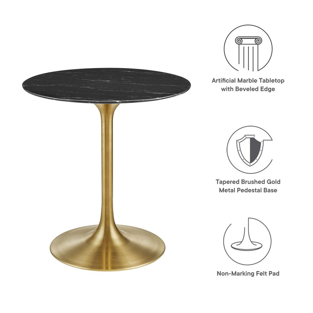 EEI-5224-GLD-BLK Lippa 28" Round Faux Marble Dining Table by Modway