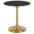 Modway EEI-5224-GLD-BLK Lippa 28" Round Faux Marble Dining Table Gold Black