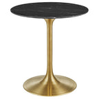 Modway EEI-5224-GLD-BLK Lippa 28" Round Faux Marble Dining Table Gold Black