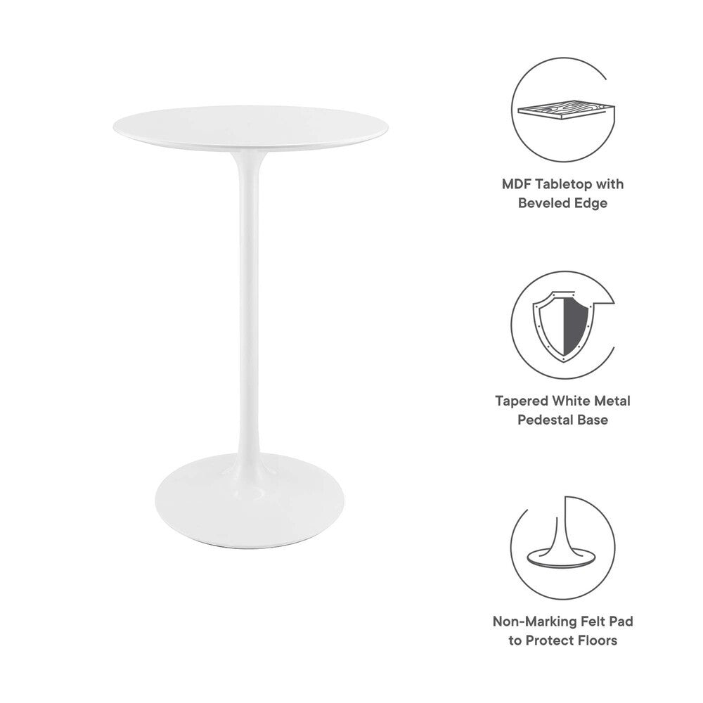 EEI-1825-WHI Lippa 28" Round Wood Bar Table by Modway