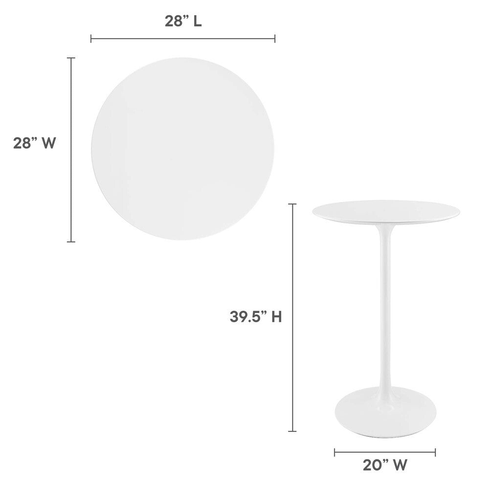 EEI-1825-WHI Lippa 28" Round Wood Bar Table by Modway
