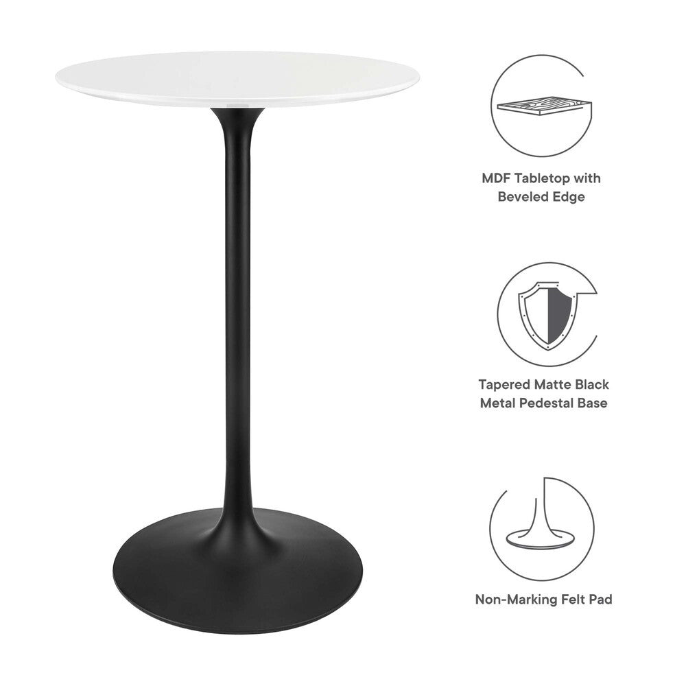 EEI-3545-BLK-WHI Lippa 28" Round Wood Bar Table by Modway