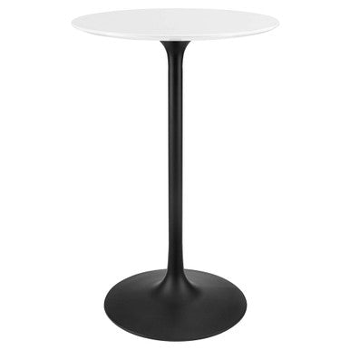 Modway EEI-3545-BLK-WHI Lippa 28" Round Wood Bar Table Black White