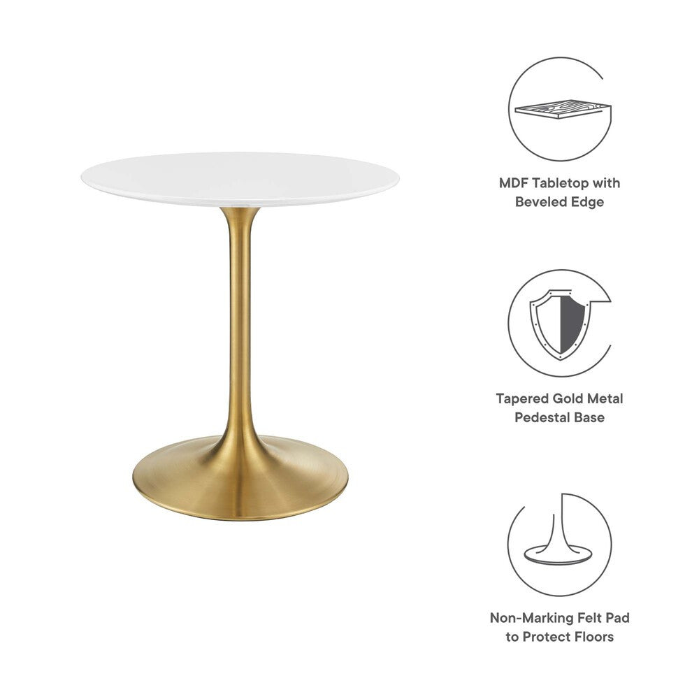 EEI-3208-GLD-WHI Lippa 28" Round Wood Dining Table by Modway