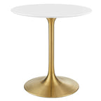 Modway EEI-3208-GLD-WHI Lippa 28" Round Wood Dining Table Gold White