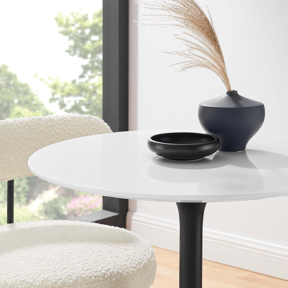 EEI-3510-BLK-WHI Lippa 28" Round Wood Dining Table by Modway