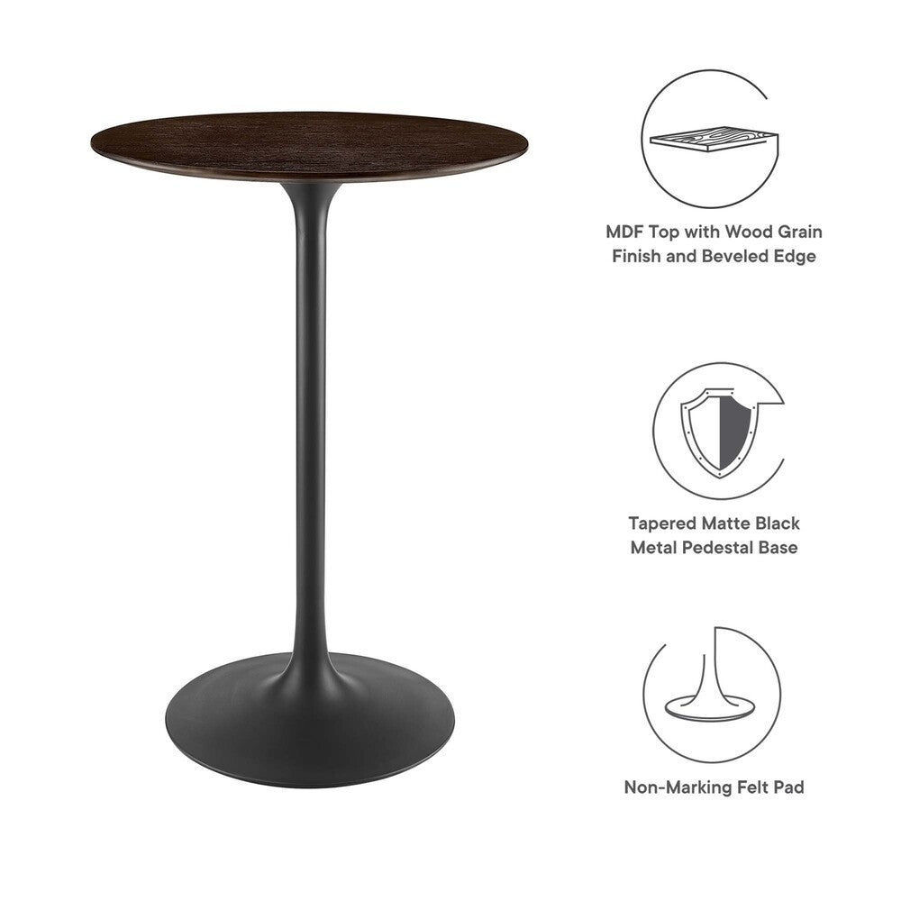 EEI-4890-BLK-CHE Lippa 28" Round Wood Bar Table by Modway