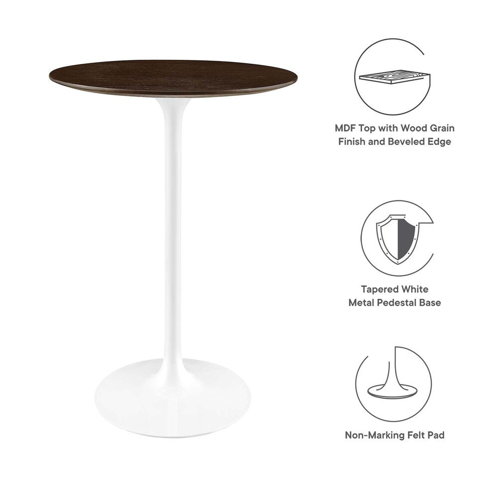 EEI-5199-WHI-CHE Lippa 28" Round Wood Bar Table by Modway