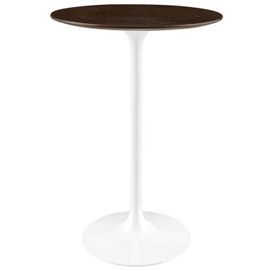 Modway EEI-5199-WHI-CHE Lippa 28" Round Wood Bar Table White Cherry Walnut