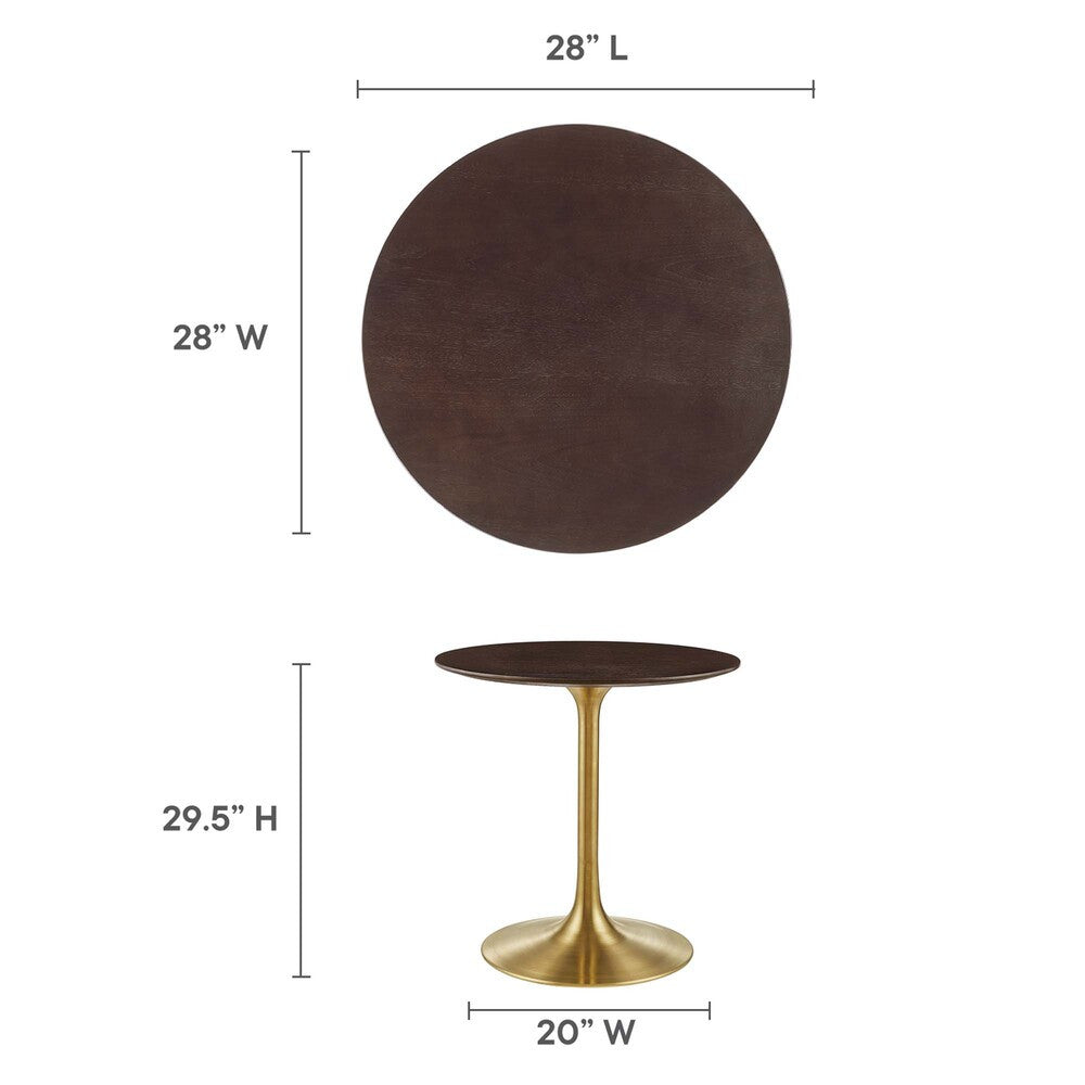 EEI-5212-GLD-CHE Lippa 28" Round Wood Dining Table by Modway