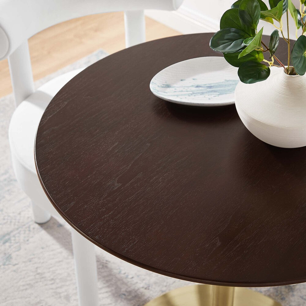 EEI-5212-GLD-CHE Lippa 28" Round Wood Dining Table by Modway