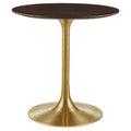 Modway EEI-5212-GLD-CHE Lippa 28" Round Wood Dining Table Gold Cherry Walnut