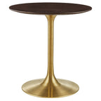 Modway EEI-5212-GLD-CHE Lippa 28" Round Wood Dining Table Gold Cherry Walnut