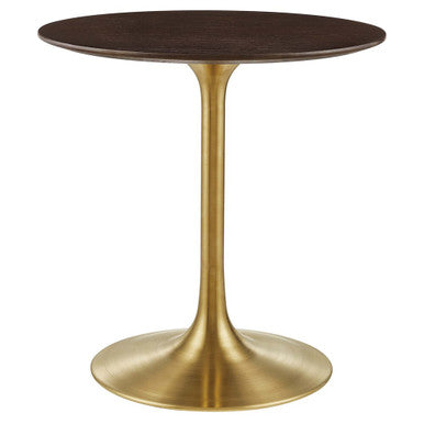 Modway EEI-5212-GLD-CHE Lippa 28" Round Wood Dining Table Gold Cherry Walnut