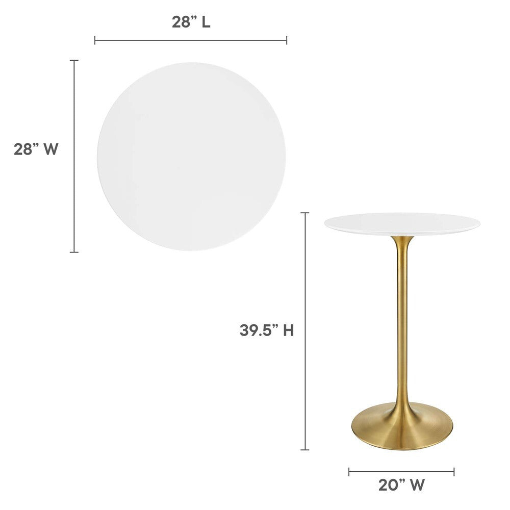 EEI-3262-GLD-WHI Lippa 28" Round Wood Bar Table by Modway