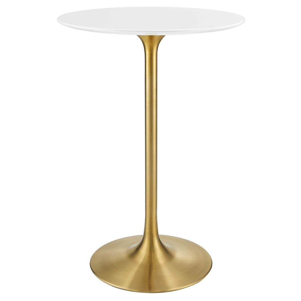 EEI-3262-GLD-WHI Lippa 28" Round Wood Bar Table by Modway