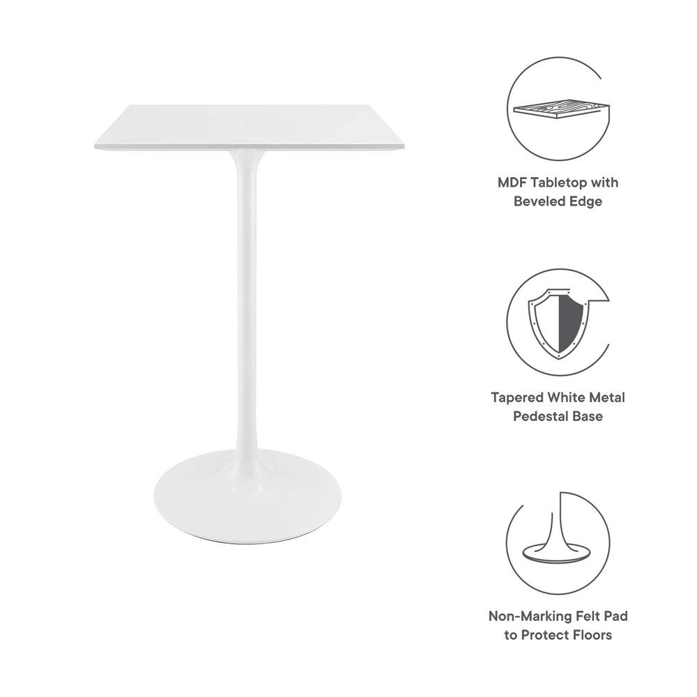 EEI-1826-WHI Lippa 28" Square Wood Bar Table by Modway