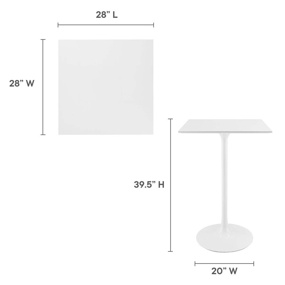 EEI-1826-WHI Lippa 28" Square Wood Bar Table by Modway