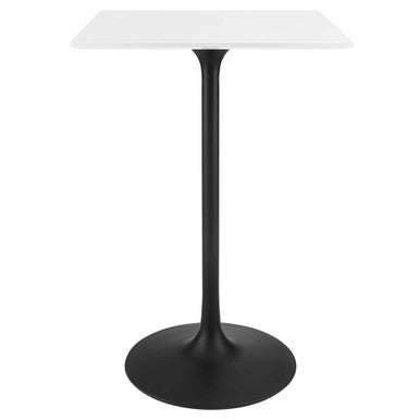 Modway EEI-3546-BLK-WHI Lippa 28" Square Wood Bar Table Black White