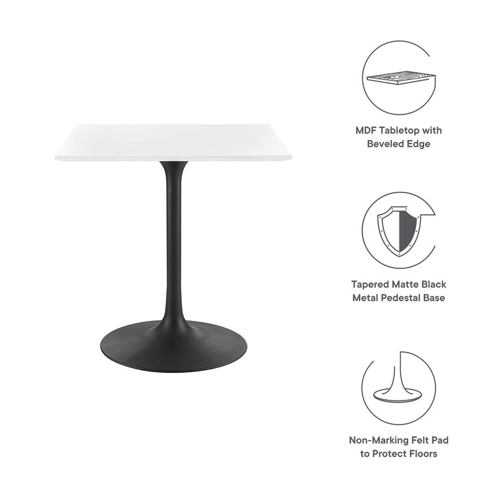 EEI-3513-BLK-WHI Lippa 28" Square Wood Dining Table by Modway