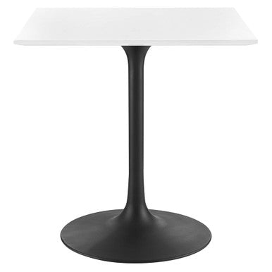 Modway EEI-3513-BLK-WHI Lippa 28" Square Wood Dining Table Black White