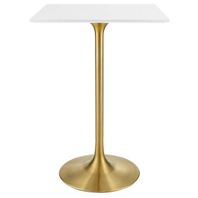 Modway EEI-3263-GLD-WHI Lippa 28" Square Wood Bar Table Gold White