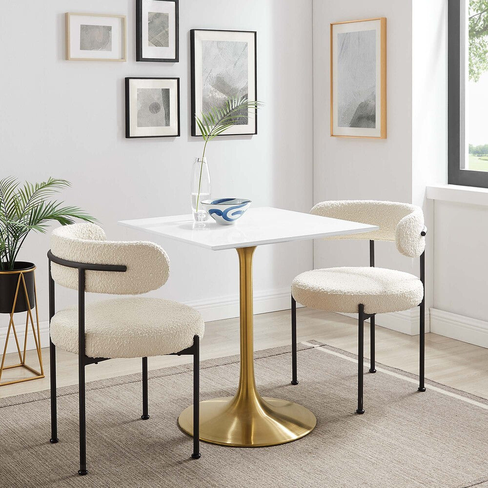 EEI-3211-GLD-WHI Lippa 28" Square Wood Dining Table by Modway